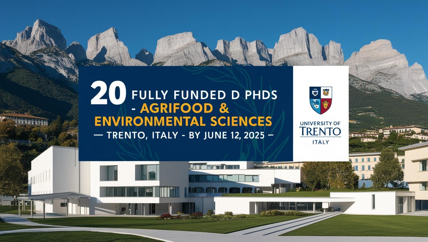 20 Fully Funded PhD Positions in Agrifood and Environmental Sciences – University of Trento, Italy (2025/2026)
