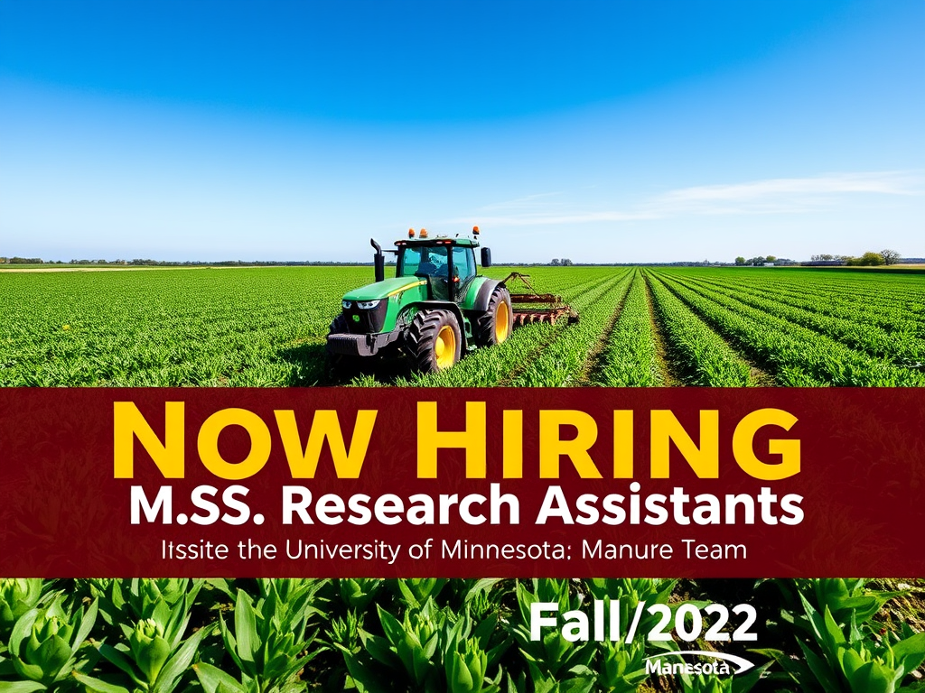 Fully Funded M.S. Graduate Research Assistantships in Sustainable Agriculture – University of Minnesota, Fall 2025