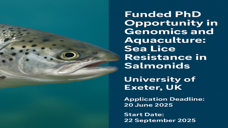 Funded PhD Opportunity in Genomics and Aquaculture: Sea Lice Resistance in Salmonids – University of Exeter, UK