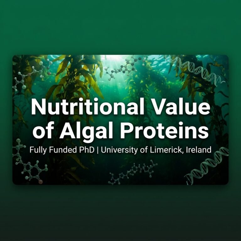Fully Funded PhD Opportunity: Nutritional & Bioactive Value of Algal Proteins at University of Limerick, Ireland