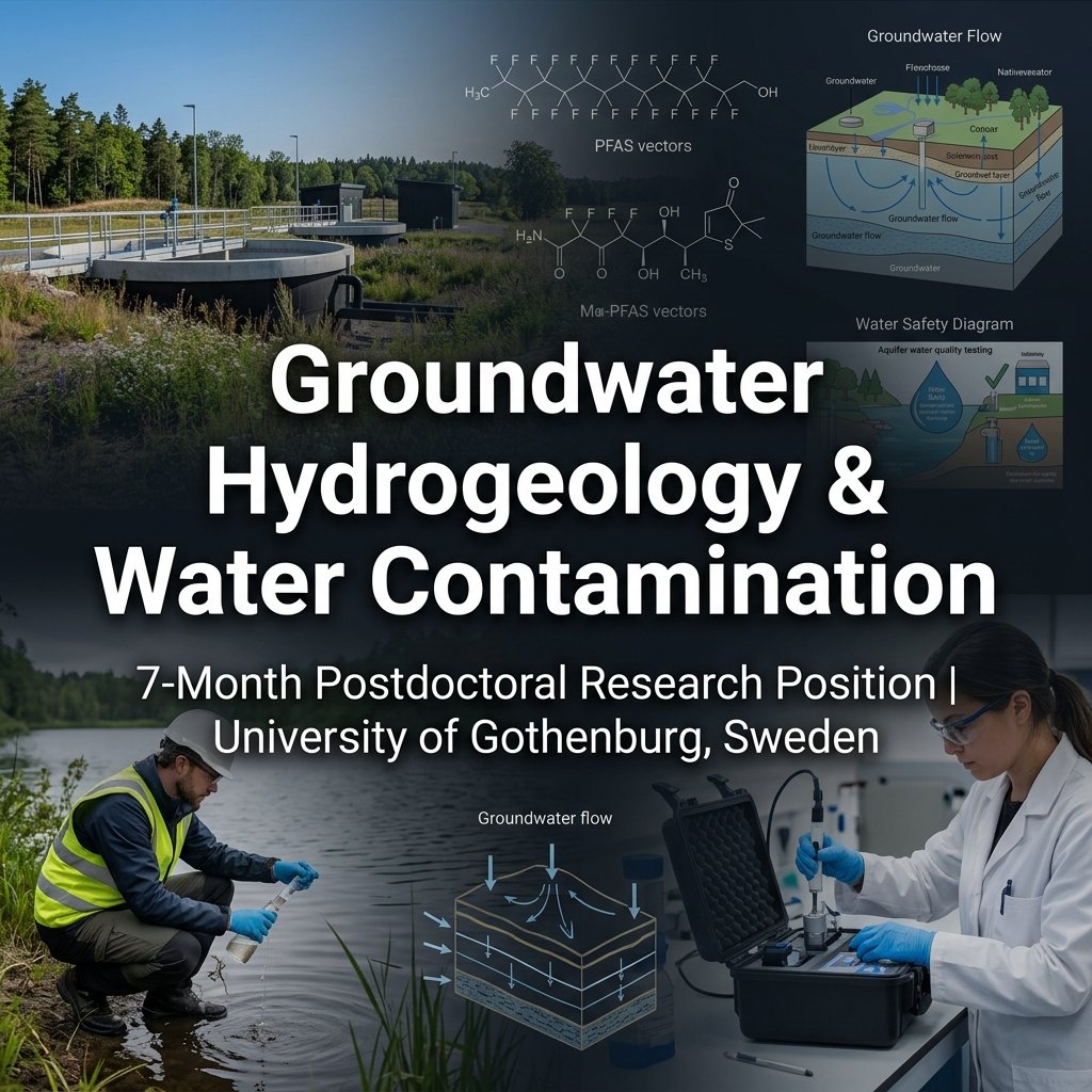 Assistant Researcher Position in Groundwater Hydrogeology & Water Quality Contamination at University of Gothenburg, Sweden