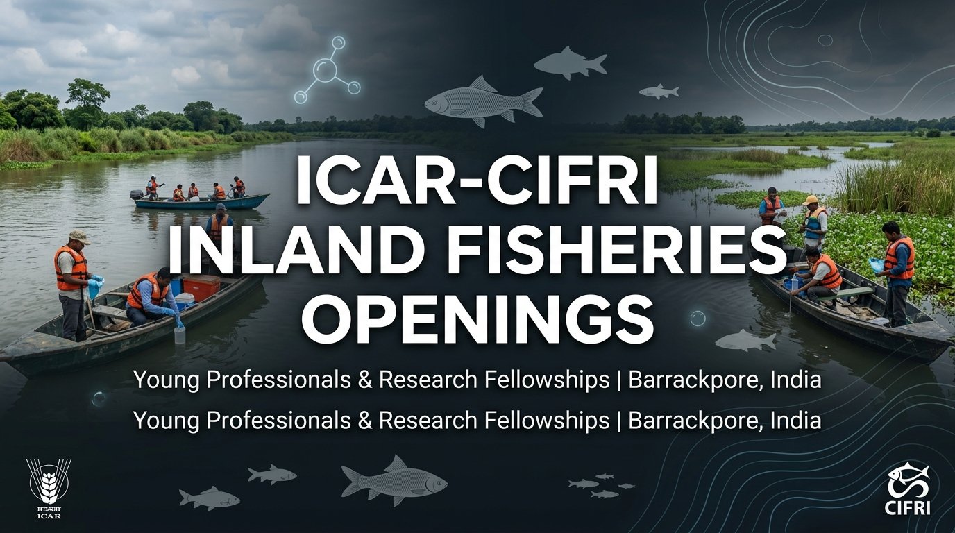 ICAR-CIFRI Research Fellowships & Young Professional Positions in Inland Fisheries & Wetland Ecology (2026–2027)