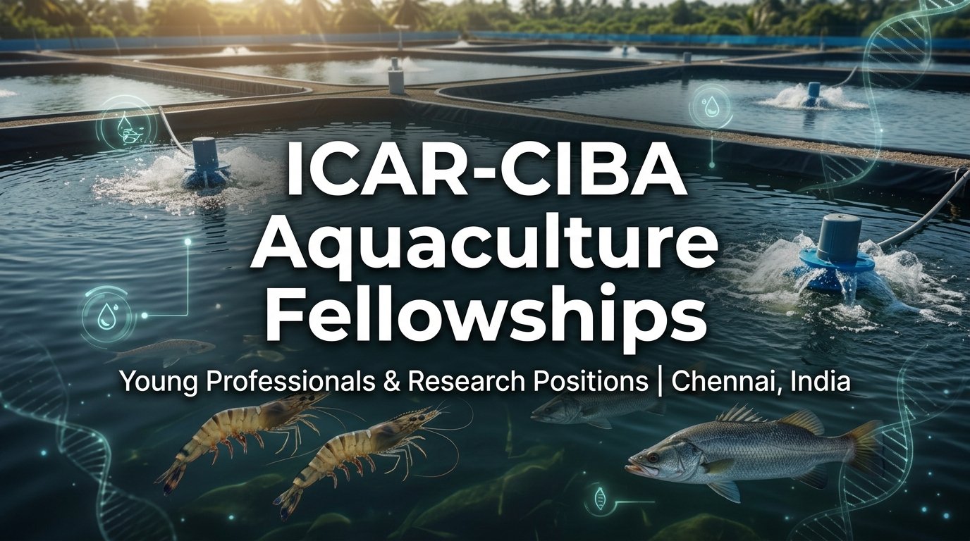 ICAR-CIBA Research Fellowships & Young Professional Positions in Brackishwater Aquaculture (2026–2027)