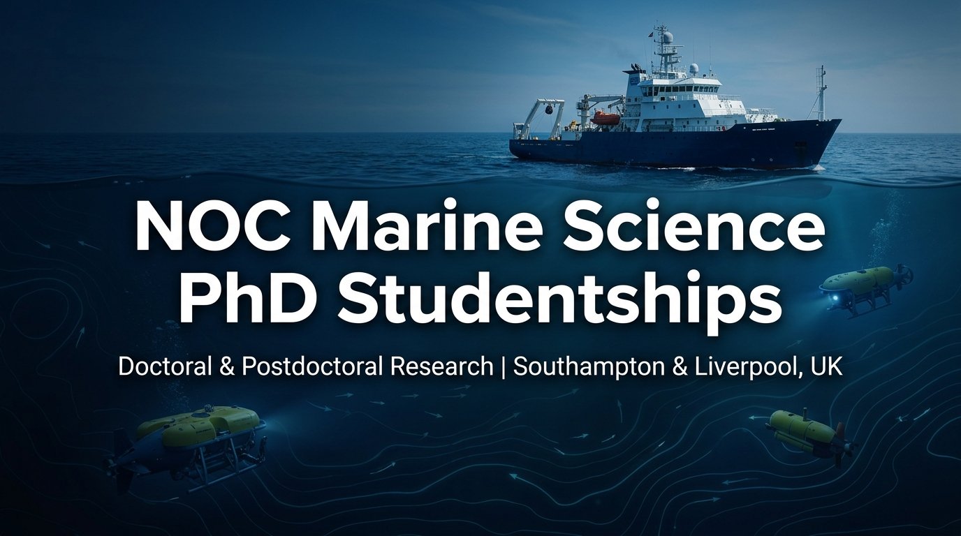 National Oceanography Centre (NOC) PhD Studentships & Marine Research Fellowships, UK (2026–2027)