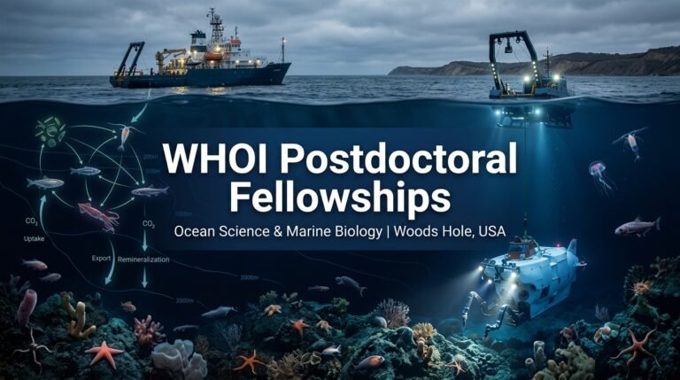 Woods Hole Oceanographic Institution (WHOI) Postdoctoral Scholar Fellowships in Ocean Science, USA (2026–2027)