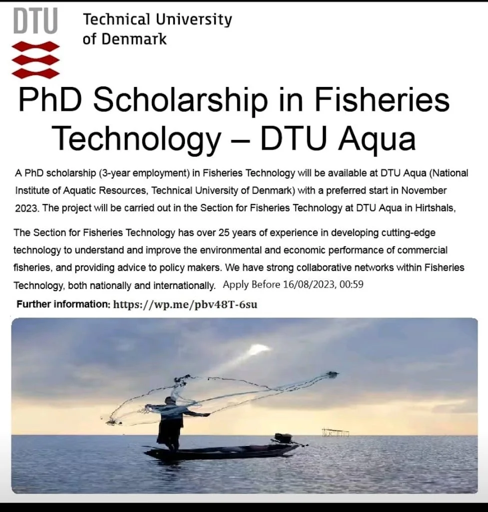Ph.D Fellowship  in Fisheries Technology – DTU Aqua at Technical University of Denmark