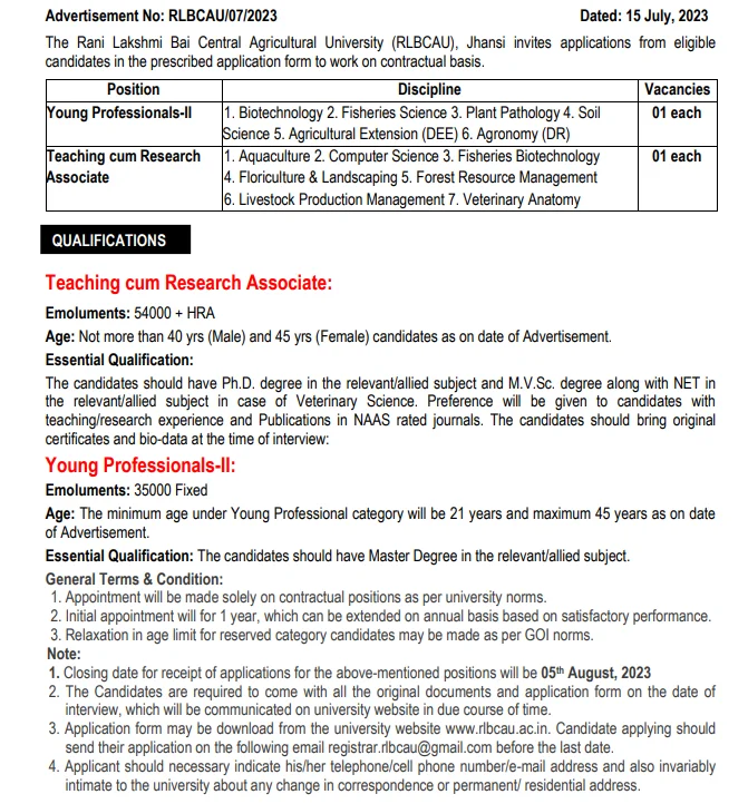 Teaching Job  Opportunities in Fisheries and Aquaculture