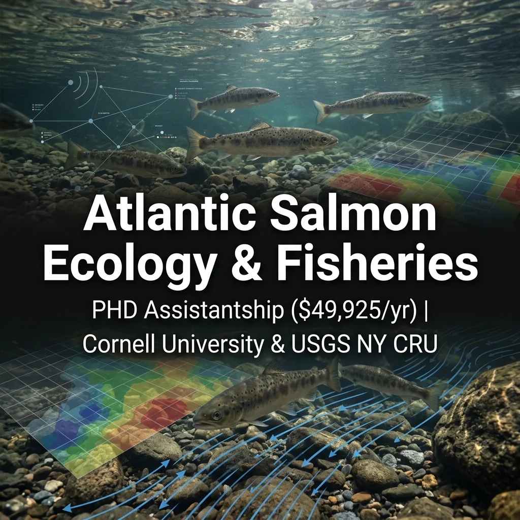PhD Assistantship in Fisheries Science & Atlantic Salmon Ecology (,925/yr) at Cornell University, USA