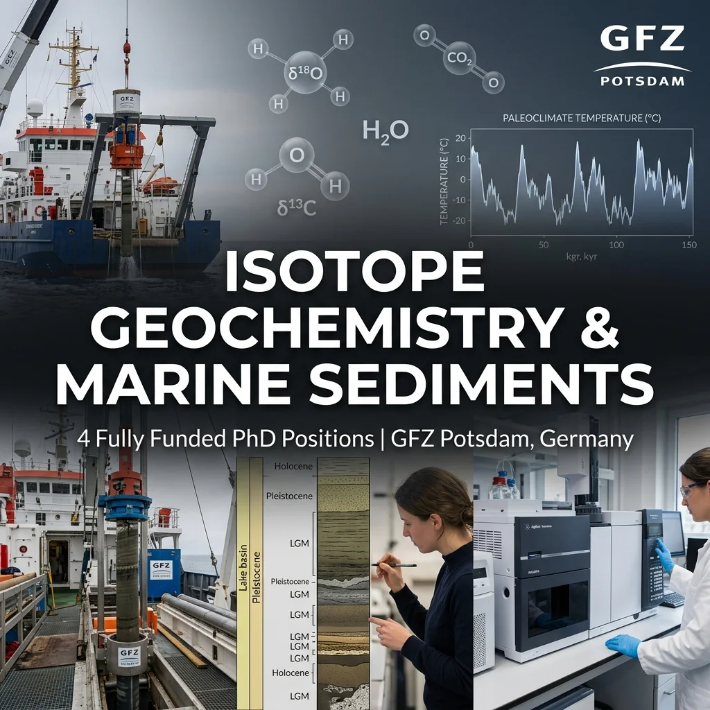 4 Fully Funded PhD Positions in Isotope Geochemistry, Marine & Lake Sediments at GFZ Potsdam, Germany