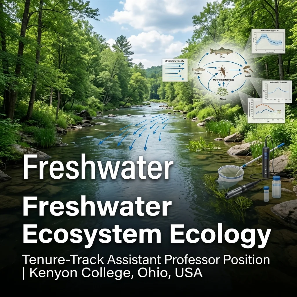 Tenure-Track Assistant Professor in Freshwater Ecosystem Ecology at Kenyon College, Ohio, USA