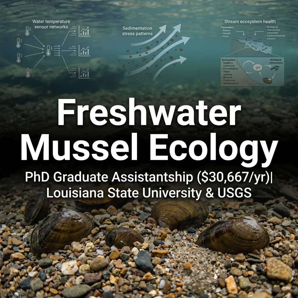 PhD Graduate Assistantship in Freshwater Mussel Ecology & Conservation (,667/yr) at Louisiana State University, USA