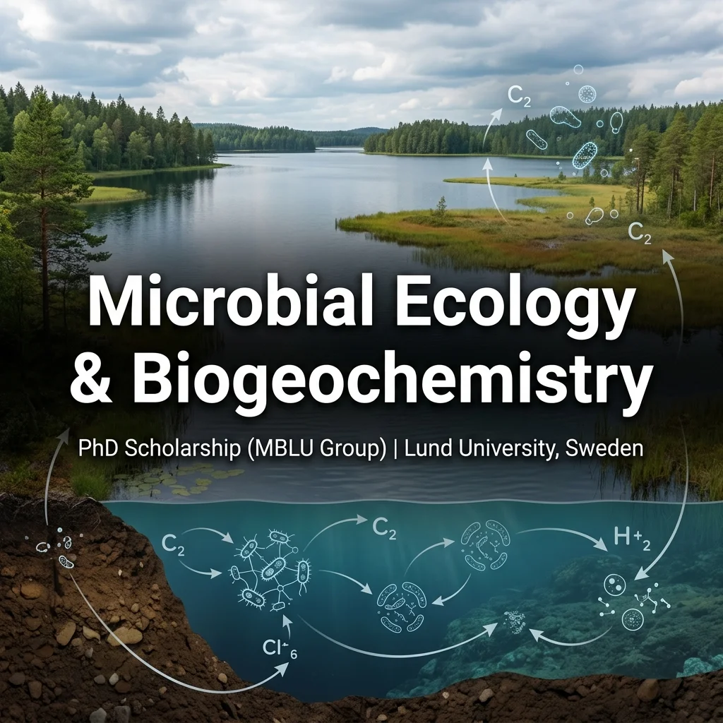 PhD Scholarship in Microbial Ecology & Environmental Biogeochemistry (MBLU Group) at Lund University, Sweden