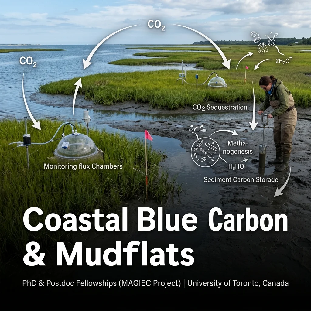 PhD & Postdoc Positions in Coastal Blue Carbon & Mudflat Biogeochemistry (MAGIEC Project) at University of Toronto, Canada