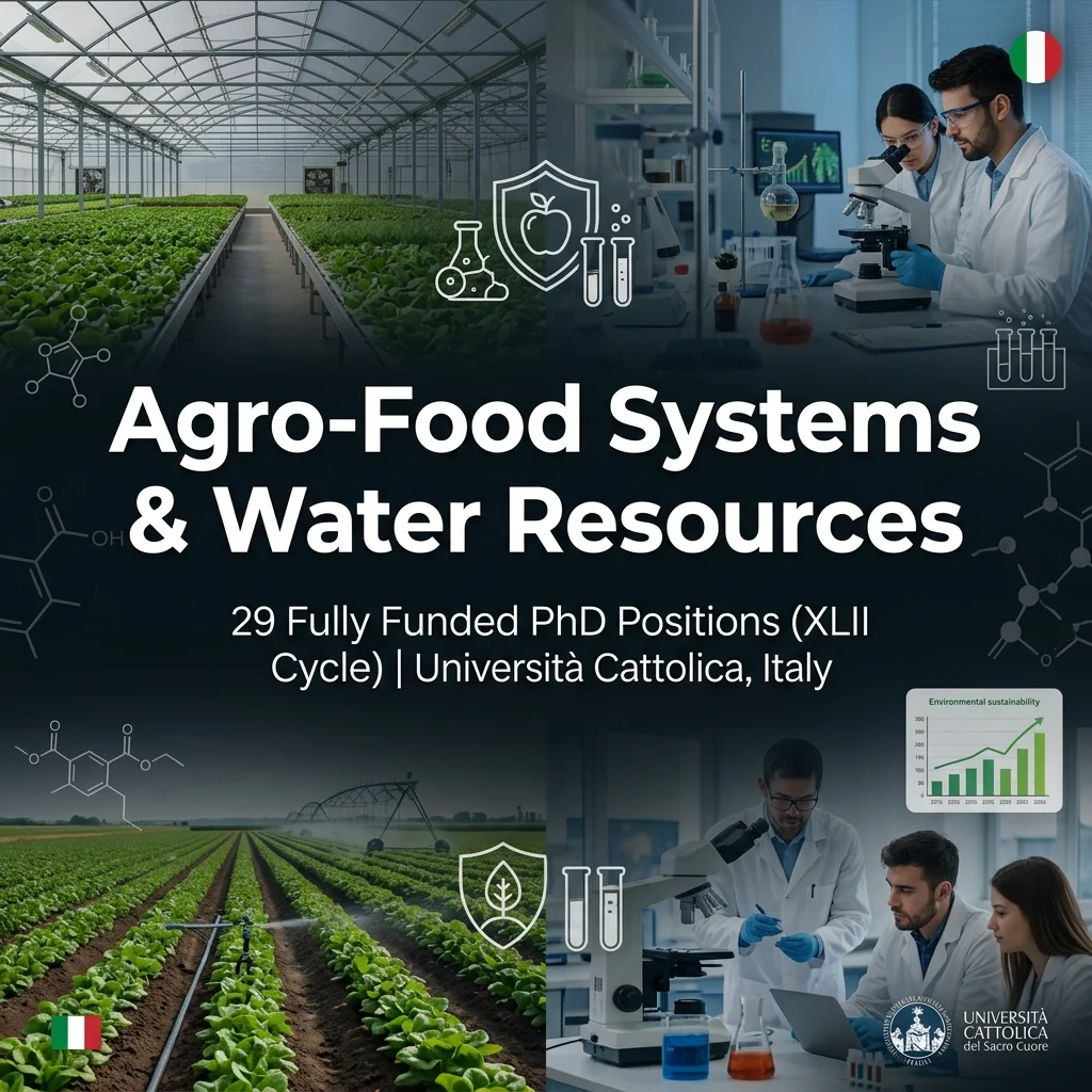 29 Fully Funded PhD Positions in Agro-Food Systems & Sustainable Resource Engineering at Università Cattolica, Italy