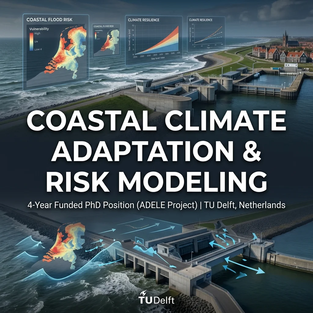 PhD Position in Coastal Climate Adaptation, Flood Risk & Environmental Economics at TU Delft, Netherlands